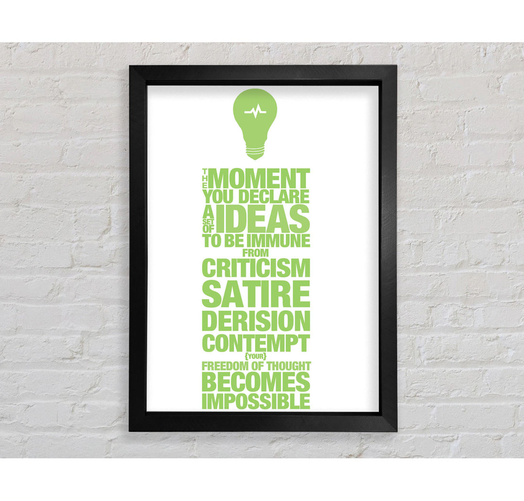 Kerman Motivational Quote Freedom Of Thought Lime Green Gerahmter Druck Wandkunst