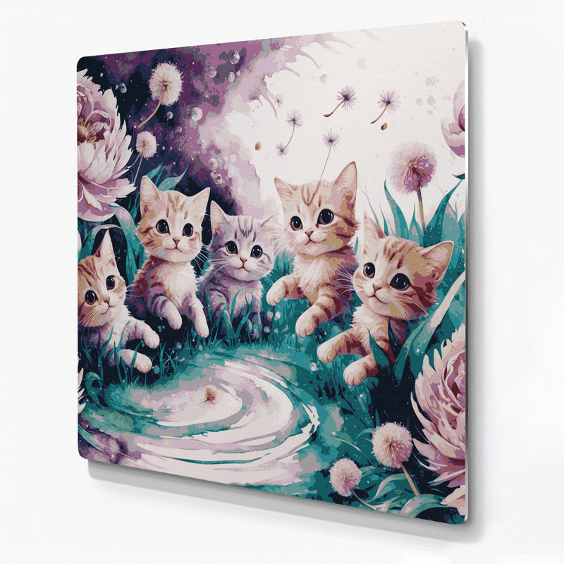 «Cats Toybob», art mural en métal beige, H 16 po x l 16 po