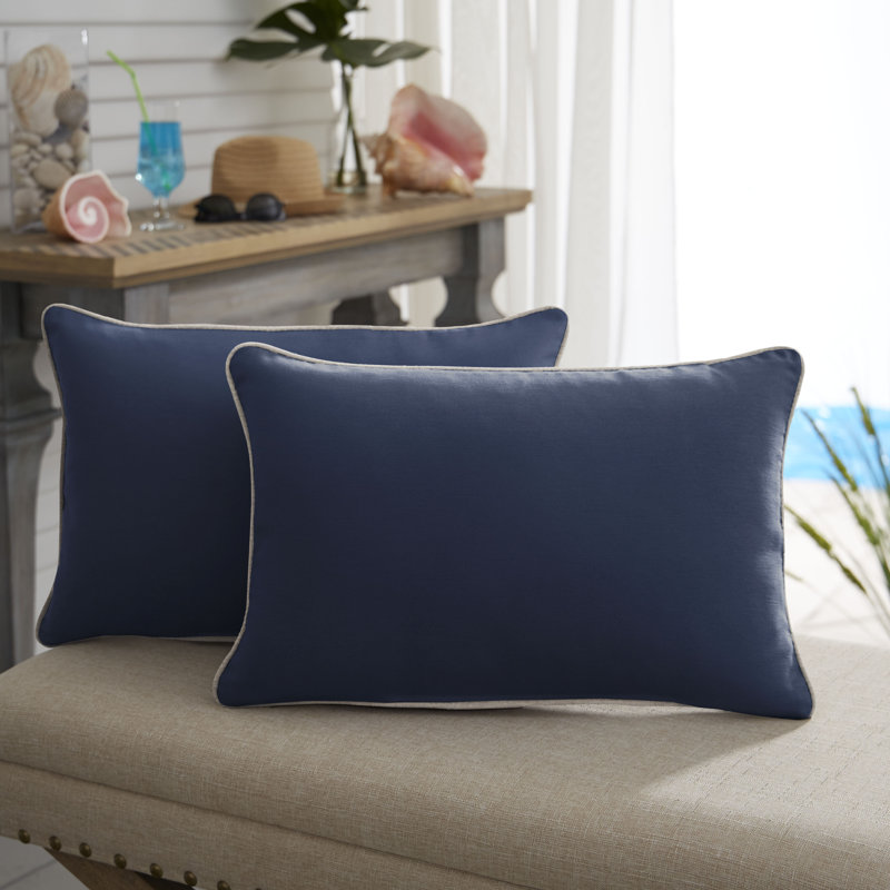 Housse et insert de coussin d'extérieur rectangulaire Rene, 13 po x 20 po, Marine