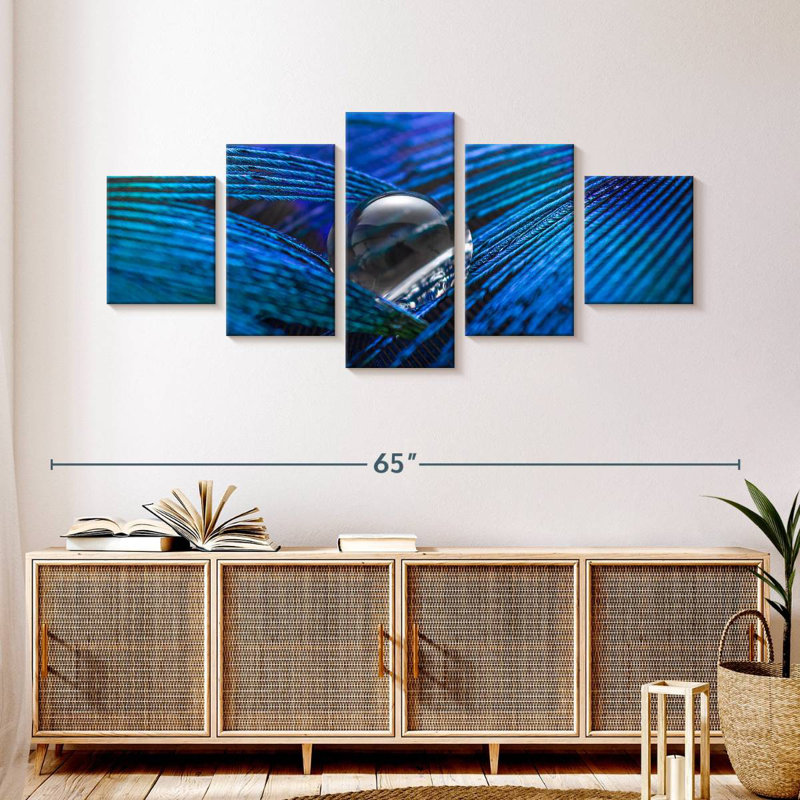 Plume bleue rosée, H 24 po x l 55 po