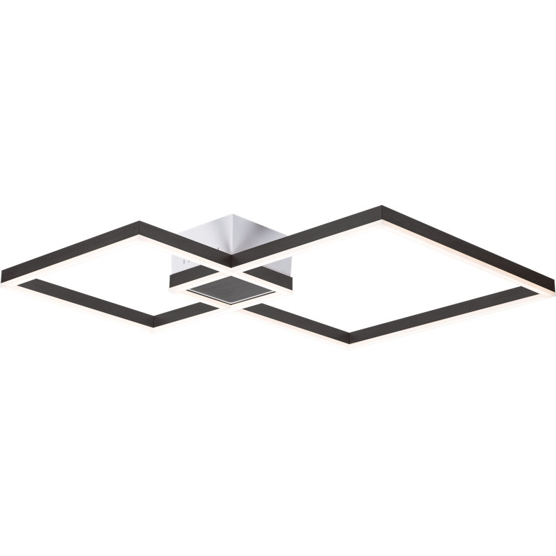 Plafonnier encastré à DEL en acrylique Rients, Gris foncé satiné, H 3,5 po x l 22,5 po x P 22,5 po