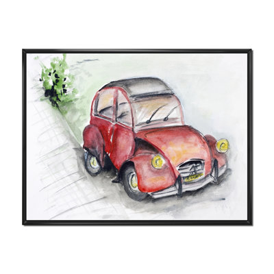 " Vintage Red Car In The Street "