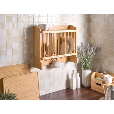 Wall-Mounted Dish Rack MADELEINE Bamboo Light Brown
