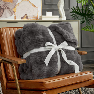 Soft Bubble Faux Fur Throw Blanket Luxury Rabbit Fur Bed Blankets for Couch, Bed, Gift