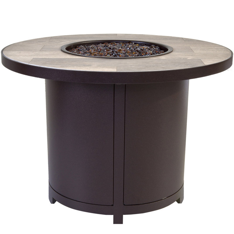 Capri Iron Outdoor Fire Pit Table, 24" H x 36" W x 36" D, Summit Gray, Graphite