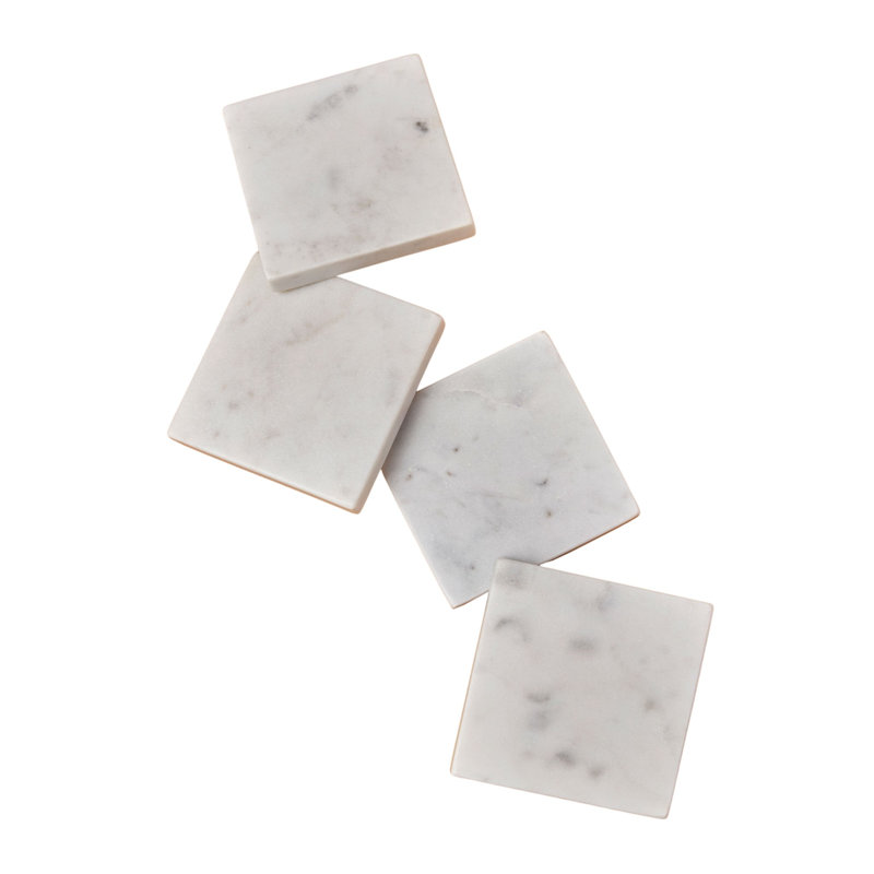 Ensemble de 4 sous-verres en marbre blanc