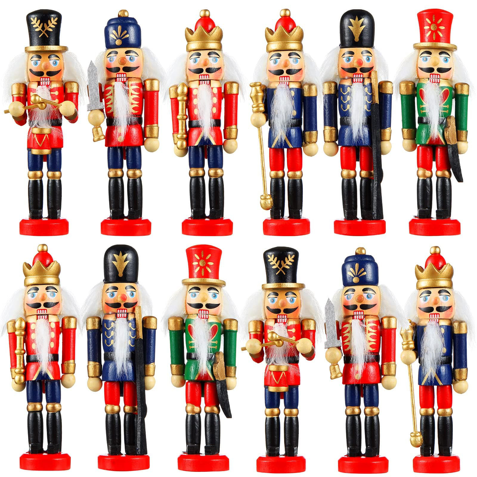 Astoria Grand Christmas Nutcracker Ornaments, Small Wooden Nutcracker Soldiers,Xmas Tree Figures (12PCS) | Wayfair