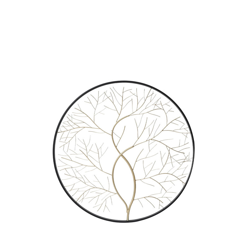 Black & Gold Tree Wall Decoration for Living Room, Metal Roung Wall Decor, 50cm H x 50cm D x 2.5cm D