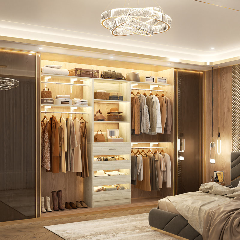 96'' Closet With 4 Drawers And Shelves,With  4 Clothes Garment Rack, Silver
