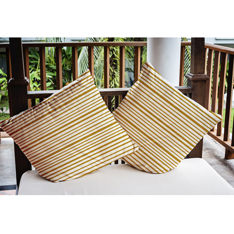 Coussin décoratif intérieur / extérieur Loom Lines, Or automne, 20 po x 20 po