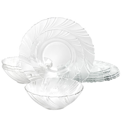 Gibson Home Millenium Swirl 12 Piece Glass Dinnerware Set