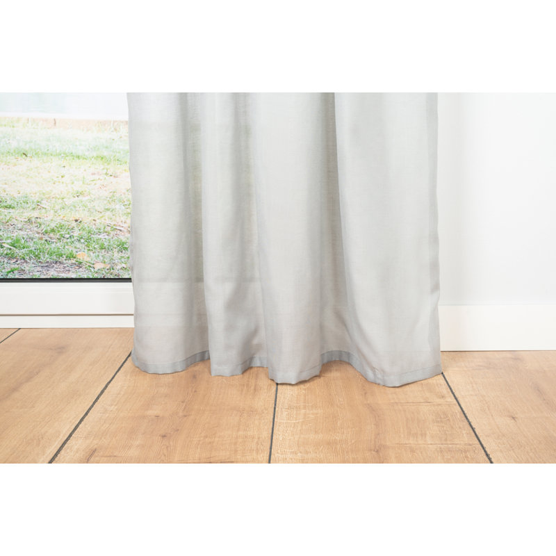 Soft Eyelet Semi Sheer Single Curtain, 300cm W x 135cm D, Grey