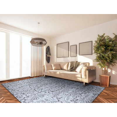 Tapis gris floral Roger