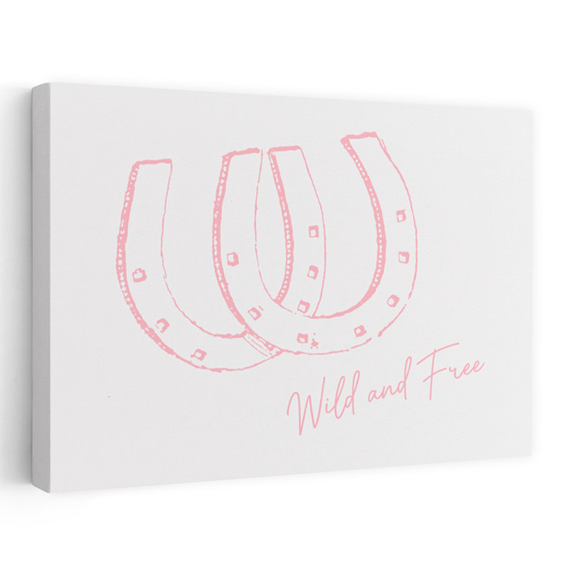 Horseshoe Wild and Free Pink Bold Contemporary Minimalist Coastal Architecture Wall Art Print 1 Piece Wrapped Canvas Wall Art