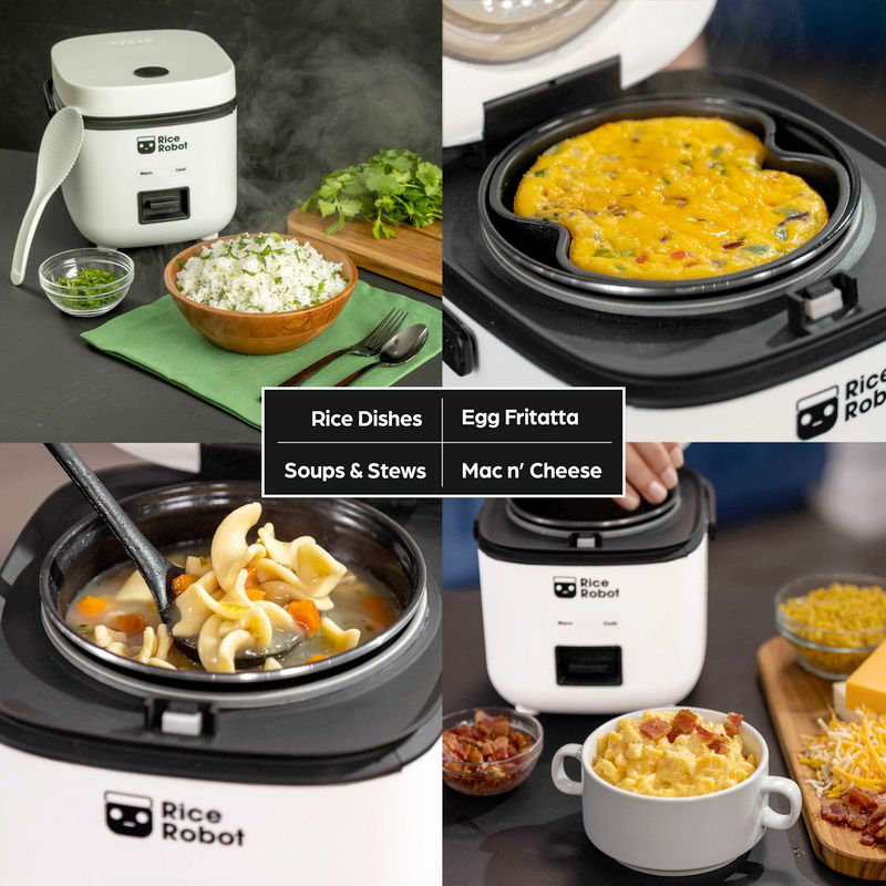 Compact White Electric Rice Cooker with Nonstick Pot and Steamer