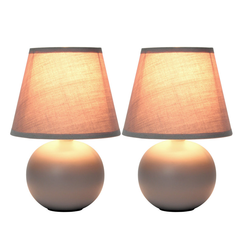 Mini Ceramic Globe Table Lamp, Gray, Gray