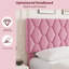 Structure de lit double rose avec tête de lit tapissier Structure de lit plateforme robuste avec lattes de bois robustes-99865566-99865560