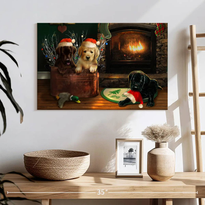 Brampt Fireside Lab Trio, 24" H x 36" W