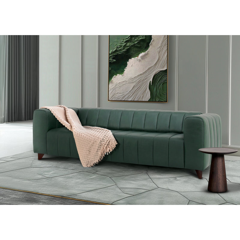 Octavia Top Grain Leather Sofa Green