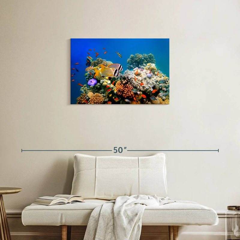 Aletra, poisson tropical et récif de corail, H 20 po x l 30 po