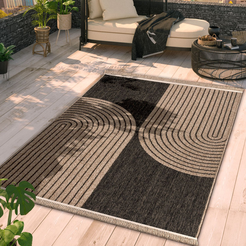 Tapis intérieur / extérieur rectangulaire Lanikki, Rectangle 6 pi 7 po x 9 pi 2 po