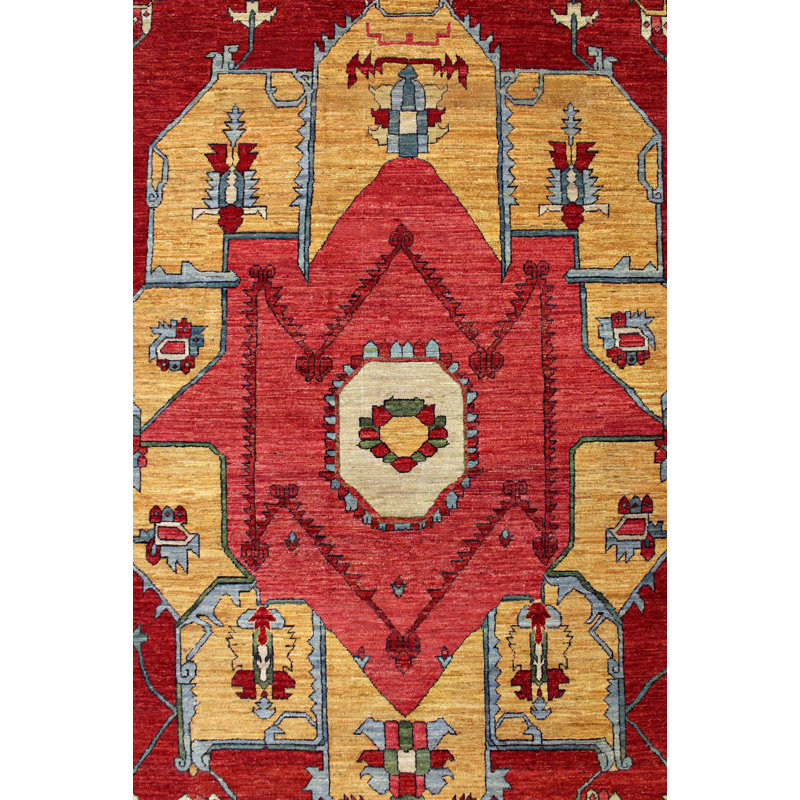 New Afghani Serapi Wool On Cotton 8Ft8inx11ft6in Raspberry