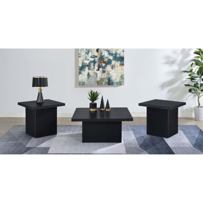 Ensemble de 3 tables basses Eldridge à géométrie audacieuse et durable, parfait pour les salons modernes