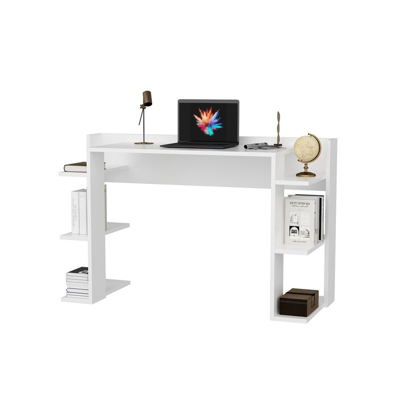 Bureau d'étude moderne, blanc, 48,2 po x 30,3 po x 17,7 po | 100% panneau de particules enduit de mélamine, épaisseur: 0,7 pouce | Design élégant pour les bureaux à domicile et les espaces d'étude, durable et élégant | Assemblage facile, aspect minimaliste