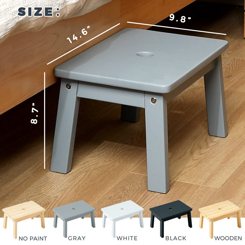 Kamillia Solid Wood Accent Stool, Gray