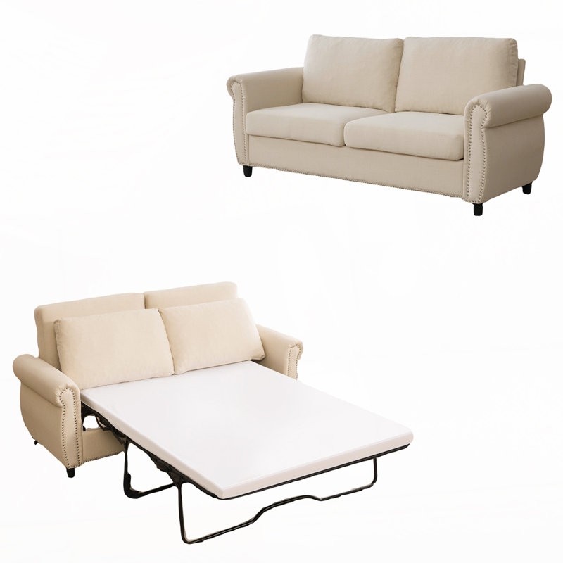 Canapé-lit 2 places avec canapé-lit et matelas, Beige