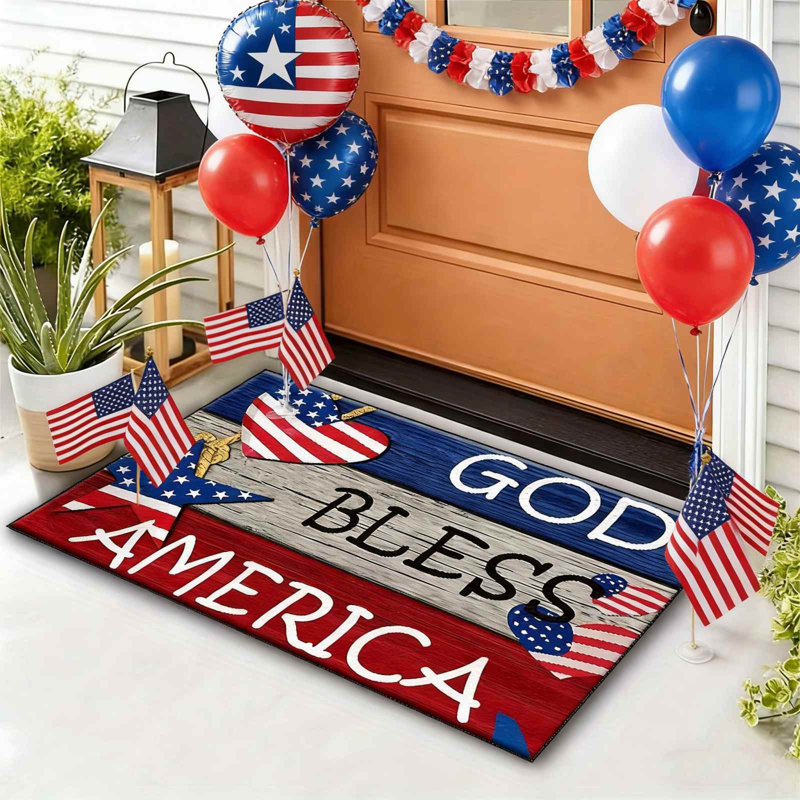  Paillasson Independence Day pour l'entrée, Multicolor, 1.97" W x 15.75" L
