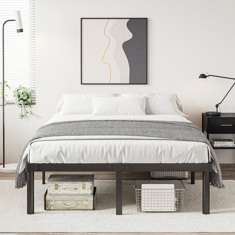 14"H Black Metal Platform Bed Frames, Full