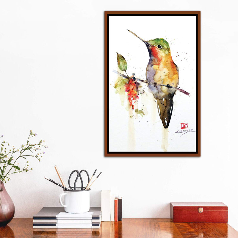 Colibri sur une branche - impression, Toile tendue, H 18 po x l 26 po x P 1,5 po
