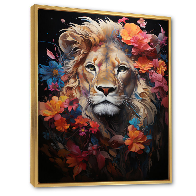 Lion, domaine mystique, fantaisie sur toile, H 20 po x l 12 po x P 1 po, Cadre flottant doré