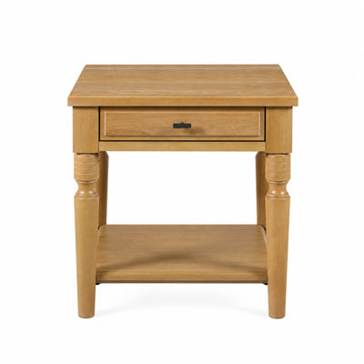 Deemston End Table with Storage Drawer and Shelf, Cashew Hickory Veneer