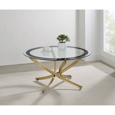 Connors Brass Round Glass Top Coffee Table