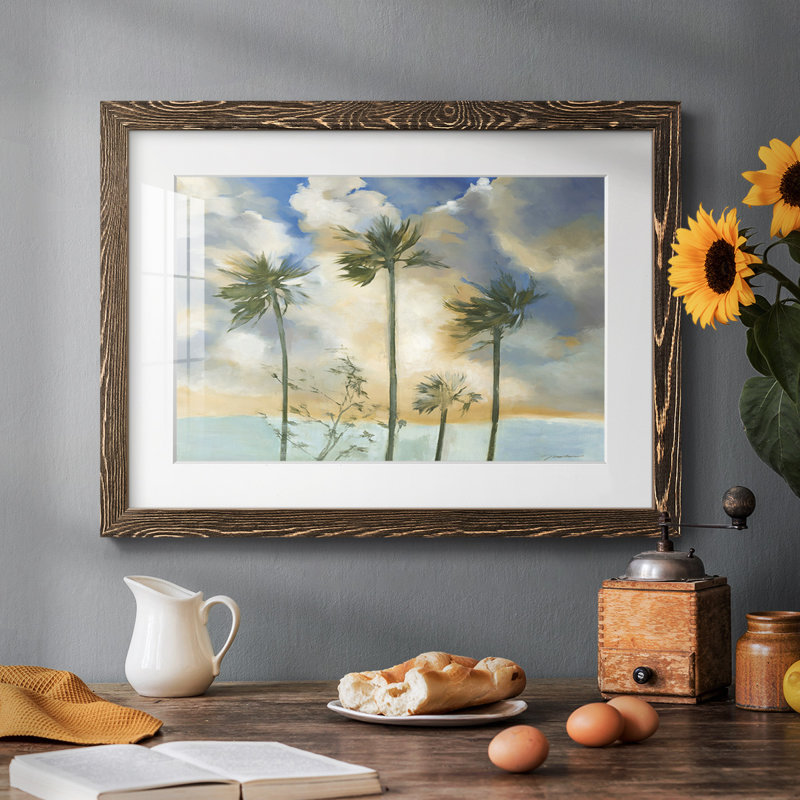 Palms in the Wind - impression d'un cadre photo unique, Cadre noyer, H 26 po x l 38 po