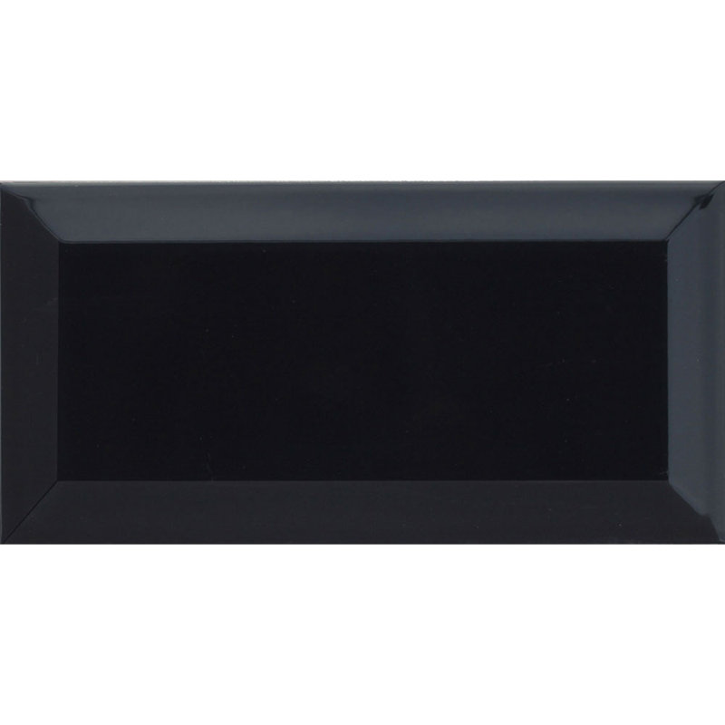  10cm x 20cm Bevelled Ceramic Subway Tile, Black