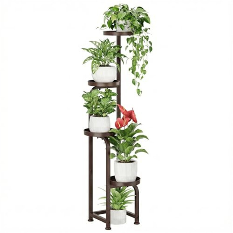 Support de plante d'angle pour pots multiples - Maximisez votre espace intérieur et extérieur - Brun mat, Brun mat