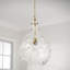 Luminaire suspendu en forme de larme en laiton vieilli avec verre d'eau l 15 po x H 24 po