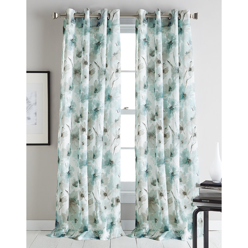 Rideau avec œillets Dkny Modern Bloom, l 50 po x L 84 po, bleu