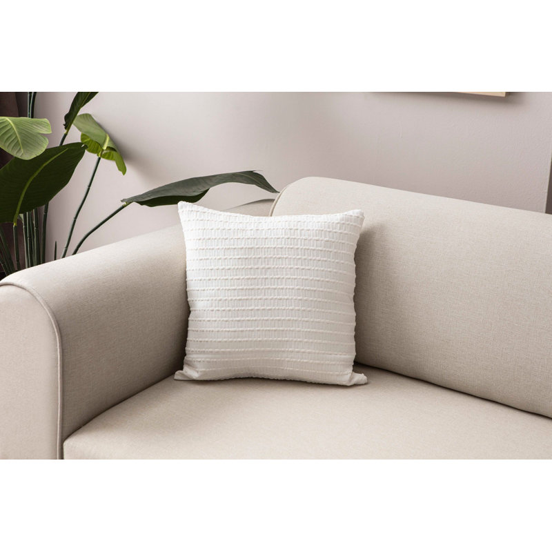 Elegant Cushion Cover Set (2 Pieces), White, 16.9 x 16.9 inches | 100% Polyester Fabric, Soft and Durable | Machine Washable, Perfect for Home Décor and Comfort, Ideal for Sofas and Chairs