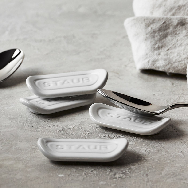White Ceramic Spoon Rest Set of 4