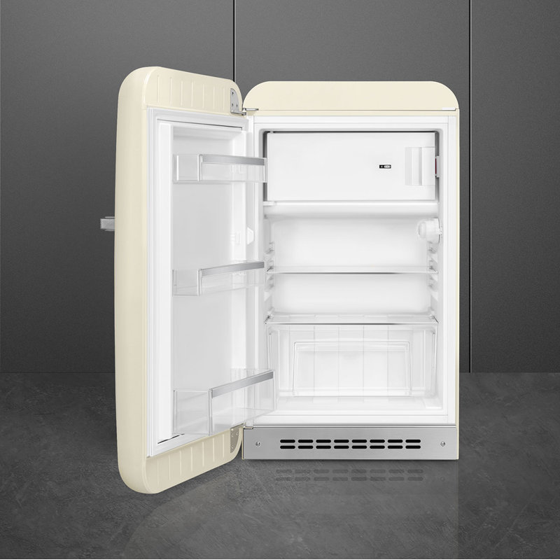 SMEG 21.44" 4.48 Cubic Feet Cu. Ft. Energy Star Black Refrigerator, Cream, Left