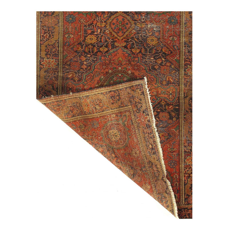 Mahiya Cotton Oriental Area Rug in Rust