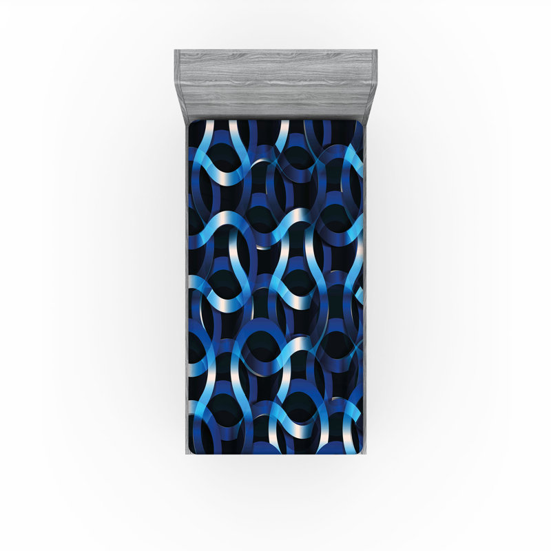Drap-housse bleu foncé Ambesonne, Ensemble literie pour lit simple