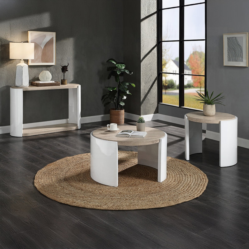 Élégante table ultrabrillante avec tablette pour un espace de vie élégant et une décoration intérieure