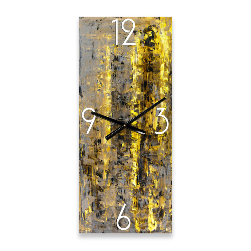 Jaune et art abstrait jaune II - horloge murale moderne, Petit
