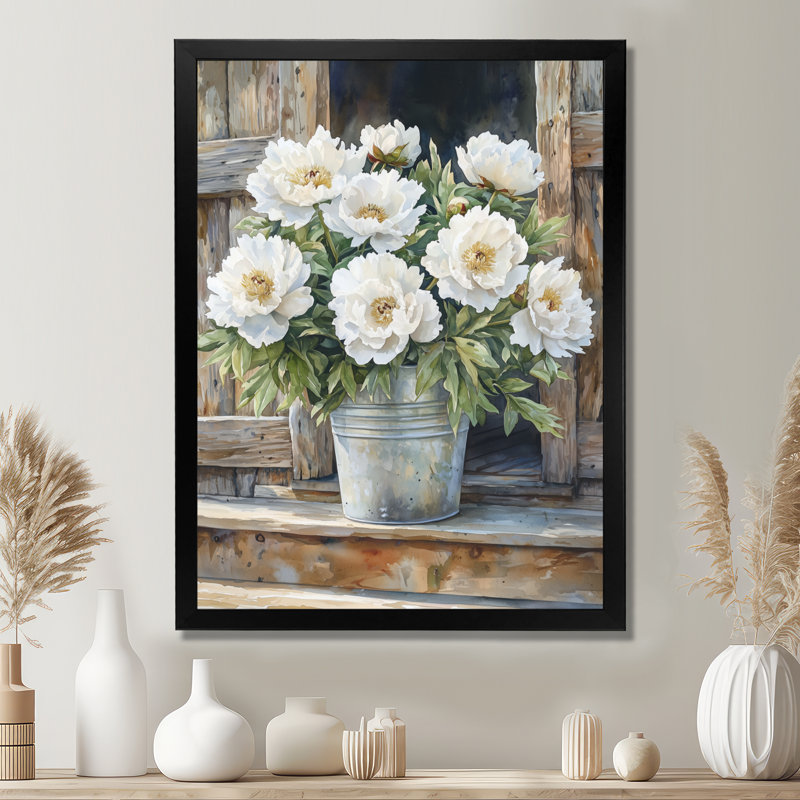 Carla - art mural floral, Impression d'un seul cadre photo, H 44 po x l 34 po, Noir, noir, noir, noir