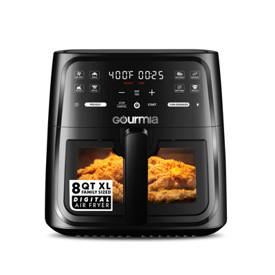 Friteuse à air numérique de 8 pintes Gourmia avec 8 préréglages, fenêtre et éclairage intérieur, technologie Fryforce 360 °, panier allant au lave-vaisselle, vert